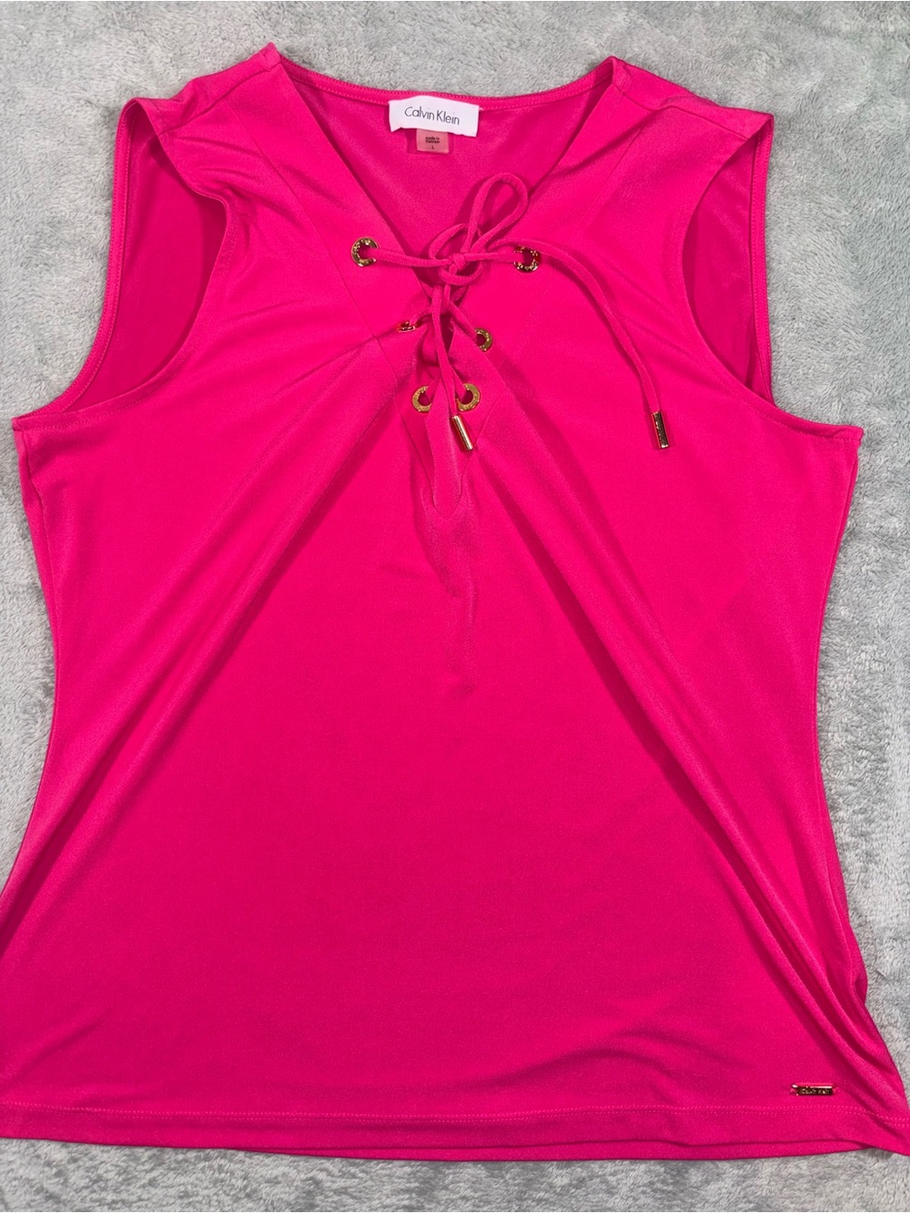 Calvin Klein Pink Tank Top with tie front size large